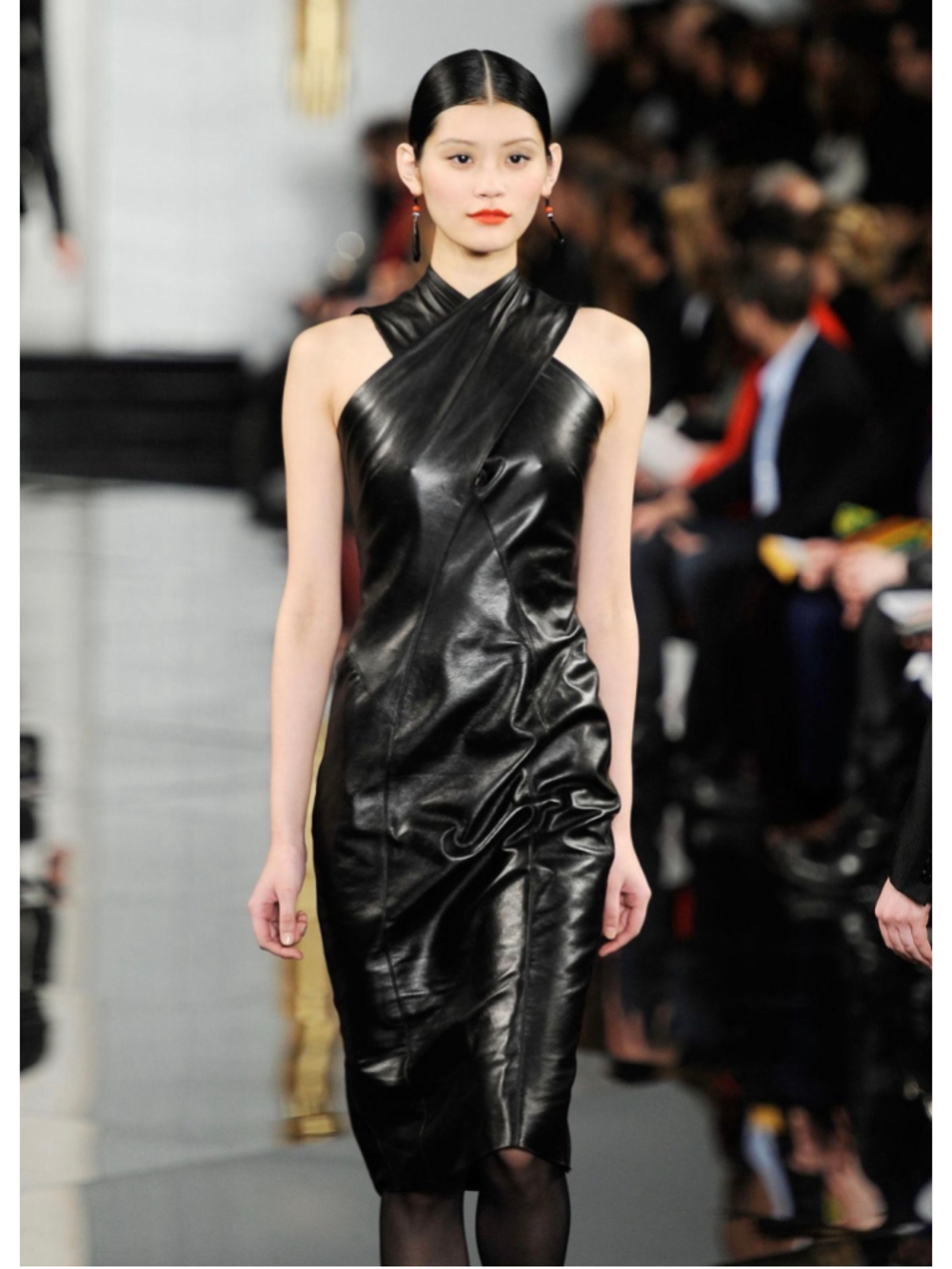 Ralph Lauren Collection Fall 2011 Runway Lambskin Leather Dress Sz 6